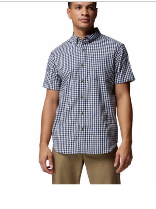 Columbia Other - Columbia Omni Men's Blue Short Sleeve Button Down Vented Hiking Shirt Sz Large